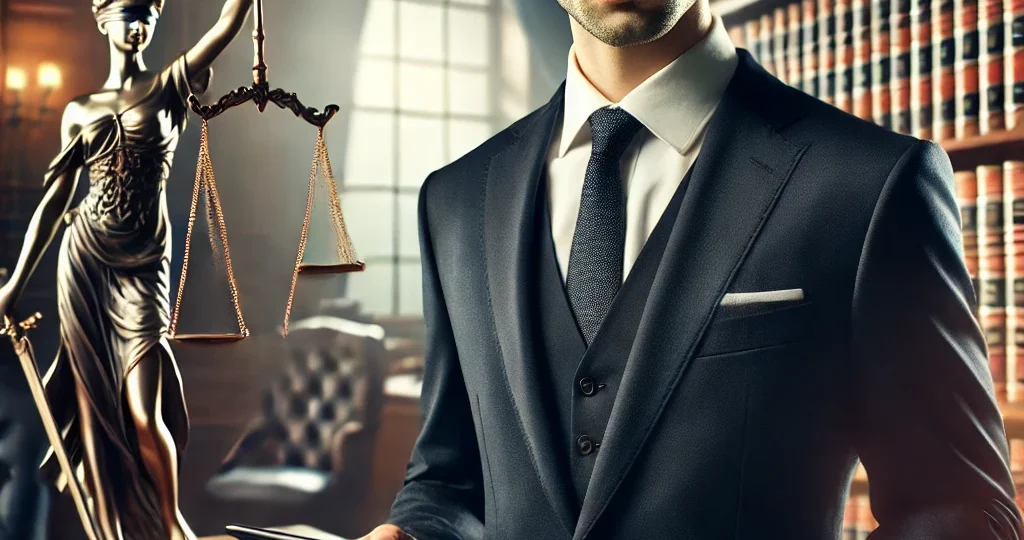 DALL·E 2025-02-24 13.17.00 - A high-quality digital illustration of a legal practitioner in a professional setting. The person is dressed in a formal suit, holding legal documents
